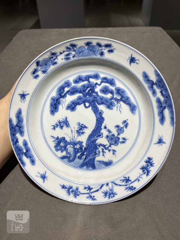 清康熙 青花松竹梅纹盘、青花人物纹盘（一组） - 图8